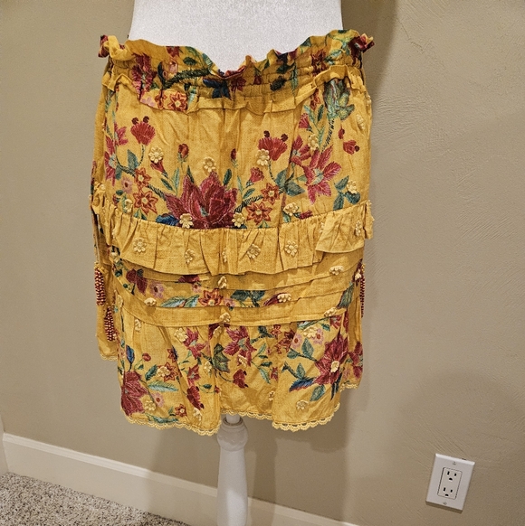 FARM Rio Dresses & Skirts - FARM Rio Embroidered Yellow Skirt